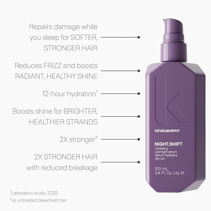 KEVIN.MURPHY NIGHT.SHIFT - Lightweight Overnight Hair Serum - Supports Hydration & Softness - Hair Treatment Includes Hyaluronic Acid & Australian Kakadu Plum - 100 mL / 3.4 fl oz