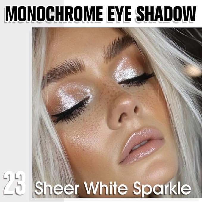 Pear White Shimmer Single Eyeshadow Makeup, Neutral Powde Eye Shadow for Women, Sparkly Pearl Glitter Singles Eyeshadow Palette Pigmented Waterproof, sombras para ojos, Girls Christmas Gifts 23