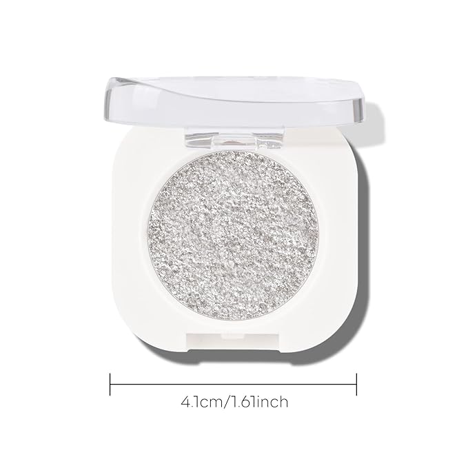 KYDA 2 Colors Single Glitter Eyeshadow, Champagne Pearl Glow and Metallic Silver Shades, Shimmer Pearl Eyes Shadow, Ultra-fine Lightweight Powder, Sparkling Pressed Eyeshadow, Cowboy+Cold Brew