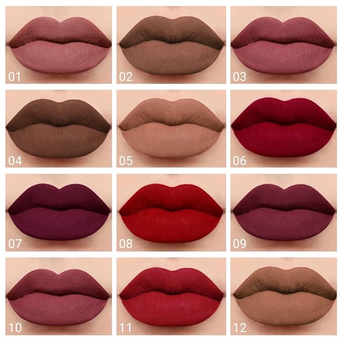 evpct 6Pcs Maroon Red Silky Velvet Matte Liquid Lipstick Lip Gloss Set for Women Long Lasting 24 Hours Color Stay Lipstick labiales matte larga duracion mate 24 horas originales 10#