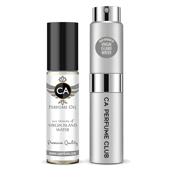 CA Perfume Duo Impression of Virgin Island Water For Women And Men Perfume Layering Set Long Lasting Travel Size EDP + Body Oil Roll-On Bottle 0.27 Fl Oz+0.33 Fl Oz