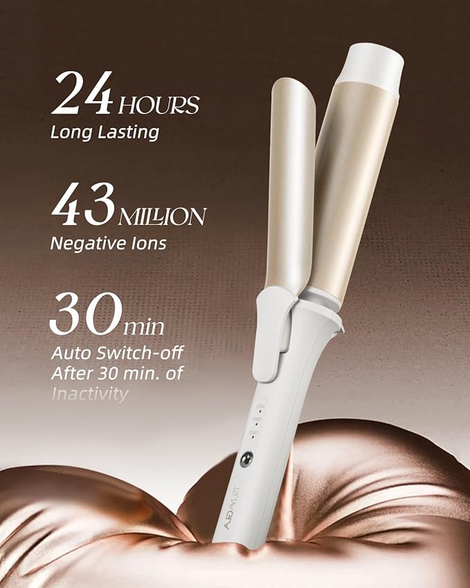 Hair Curling Wand, 1.6 Inch Long Barrel Ceramic Curling Iron, Hair Curler with Keratin&Argan Oil Infused, Curling Wand for Long Hair Transform Your Look in Seconds