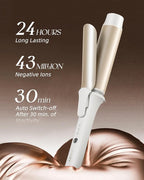 Hair Curling Wand, 1.6 Inch Long Barrel Ceramic Curling Iron, Hair Curler with Keratin&Argan Oil Infused, Curling Wand for Long Hair Transform Your Look in Seconds