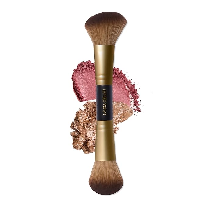 LAURA GELLER NEW YORK Dual-Ended Blush + Bronzer Brush - Blush Bronzer Contour Face Makeup Brush