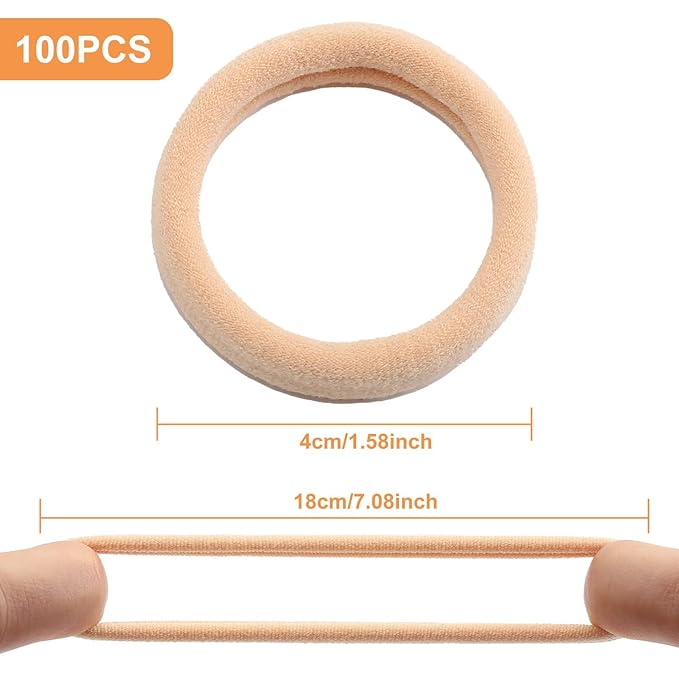 100 Pcs Thick Seamless Tan Hair Ties, Ponytail Holders Hair Accessories No Damage for Thick Hair Christmas Gift(Light Blonde Colors)