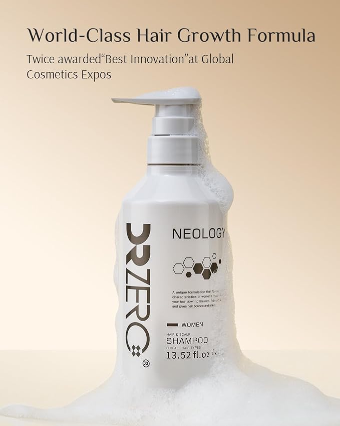 DR ZERO NEOLOGY Hair Growth Shampoo for Women, 13.5 oz/400ml, Volumizing Thickening & Anti Hair Loss Regrowth Treatment, Clinically Tested for Hair Thinning with Redensyl, Japanese Hair Care Products