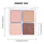 4 Colors Dark Brown Nude Pink Eye Shadow Powder Palette Makeup, Neutral Matte Shimmer Cream Quads Eyeshadow Palette for Women Highly Pigmented Waterproof, paleta de sombras de ojos, Vegan, 06