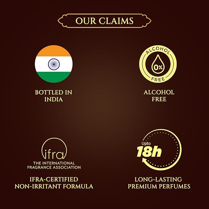 BELLAVITA Luxury Taaj Attar | Long Lasting Unisex Gift Set for Man and Woman 4x12ml | Caramel, Lemon, Cinnamon, and Musk | Non-Alcoholic Roll On | Oud, Floral, Musk | Attar for Men and Women