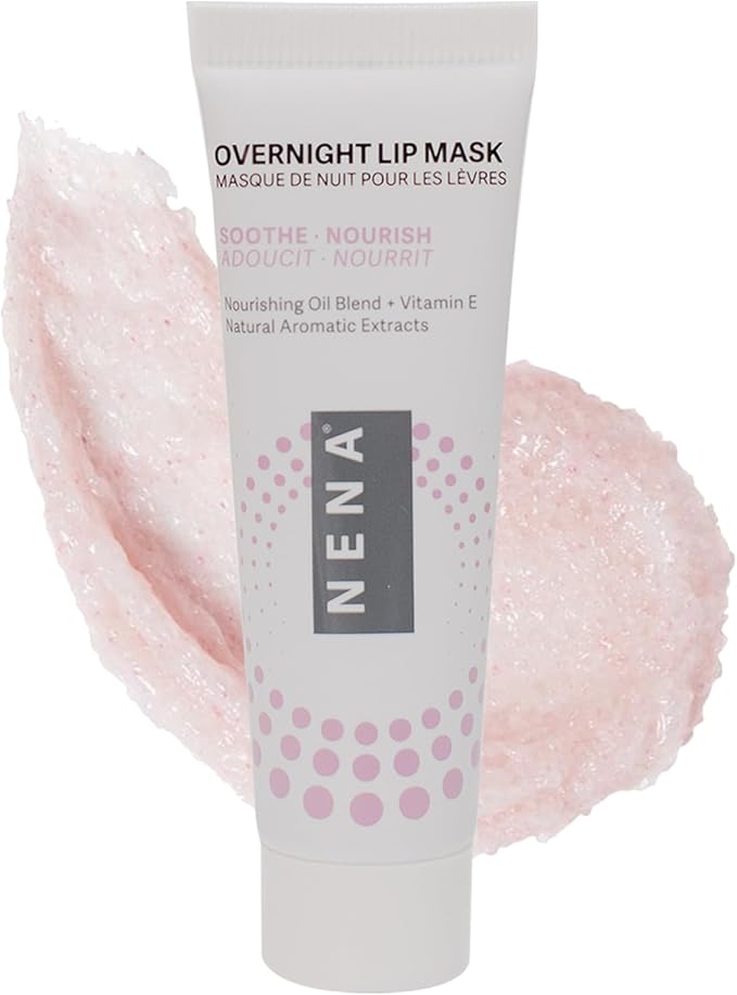 NENA Skincare Overnight Lip Mask - Lip Mask for Women - Deeply Hydrates with Natural Minerals, Nourishing Oils and Butters - Non-Sticky - 0.5 oz.