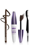 Brown Waterproof Colored Mascara&Eyeliner,5D Fiber Mascara for Eyelashes Volume and Length, Smudgeproof Color Waterline Gel Eye Liner Pen Lengthening Curling Máscara Women Party Stage Use Makeup Gift