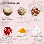 Natural Lip Balm - 100% Grass-fed Beef Tallow, Argan Oil, CoQ10, Astaxanthin, Hyaluronic Acid - Moisturizing, Organic - Made in USA (Cool Rose)