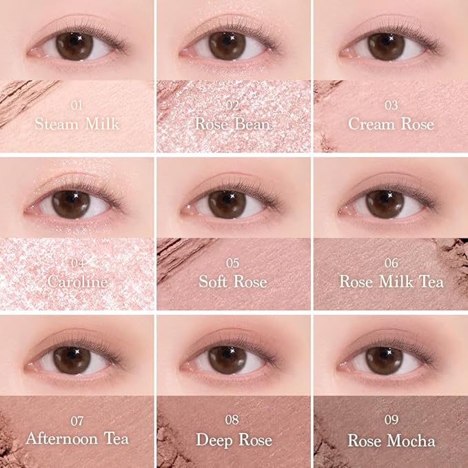 dasique Shadow Palette #27 Rose Milk Tea l 9 Pigmented Eyeshadows Blendable Natural Look l Korean Makeup l Eye shadow palette l Long Lasting Naturing Looking