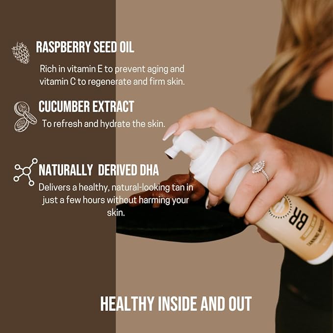 Caramel Cream Self Tanning Mousse – Vegan & Dermatologist Tested | Natural Ingredients | Unscented Formula for Face & Body | Smooth, Streak-Free Glow for All Skin Types | 6.7 fl oz