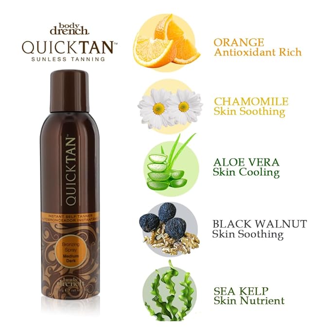 Body Drench QuickTan Instant Bronze Self Tanning Spray – Fast-Drying Self Tanner Spray for Natural-Looking Tan, 6 oz, 2 Pack