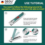 DEOU Folding Ultra-Thin Nail Clippers, Anti-Splash Mini Stainless Steel Manicure Tool, take with You When Traveling, own Nail File, Men's and Women's Gifts (Portable Nail Clippers + Leather case)