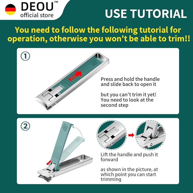 DEOU Folding Ultra-Thin Nail Clippers, Anti-Splash Mini Stainless Steel Manicure Tool, take with You When Traveling, own Nail File, Men's and Women's Gifts (Portable Nail Clippers + Leather case)