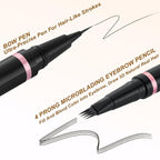 LAVONE Eyebrow Pencil Makeup Kit, with Waterproof 2-IN-1 Microblading Eyebrow Pen, Eyebrow Pomade, Eyeliner and Dual-ended Eyebrow Brush, Brow Pencil Kit for Natural Eyebrows - Ebony