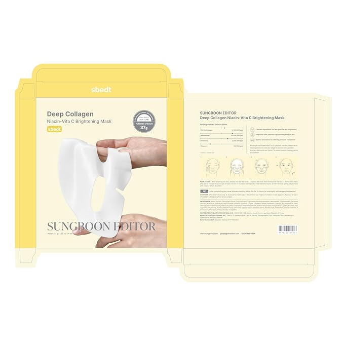 SUNGBOON EDITOR Deep Collagen Niacin-Vita C Overnight Mask | Brightening & Wrinkle Care Mask | 2,160,000PPB Collagen + Niacinamide + Vita C | Stocking Stuffers for Women | Korean Skincare, 4ea