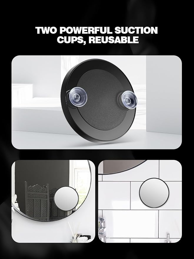 20X Magnifying Mirror with 2 Suction Cups, 3.5 inches Magnified Makeup Mirror and Slant Tweezers,Black,1PC