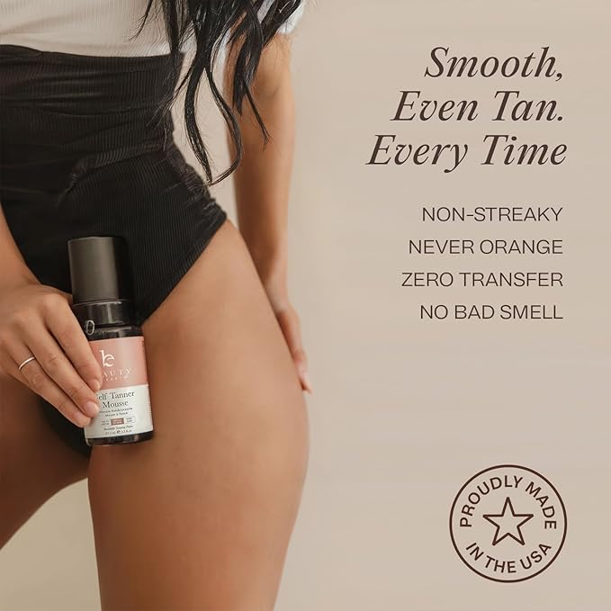 Self Tanner Tanning Mousse Kit - USA Made with Natural & Organic Ingredients, Self Tanner Mousse and Mitt, Tan Kit, Fake Tan Tanning Foam, Medium to Dark, Sunless Tanners Best Sellers