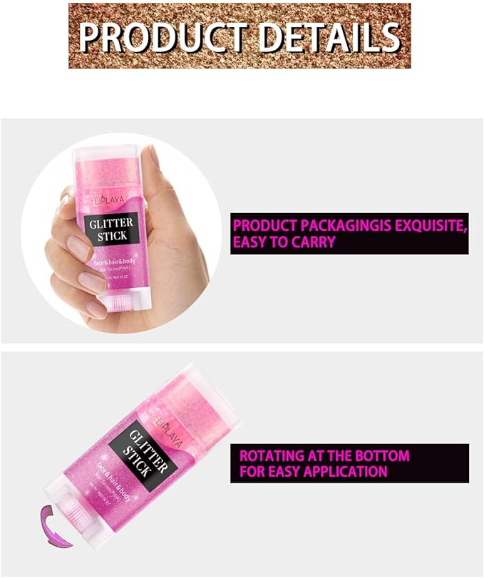 Face and Body Glitter Stick, Sparkly Chunky Hair Glitter Makeup, Holographic Sparkling Neon Outfit Singer Concert Music Rave Festival Party Accessories Glitter Gel. (Purple)