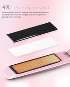 DORISILK 500 Degree High Temp Professional Hair Straightener，30s Fast Heating Ceramic Flat Iron ，2 in 1 Hair Straightener and Curler，Plasma Flat Iron Get Frizz-Free and Shiny(Pink)