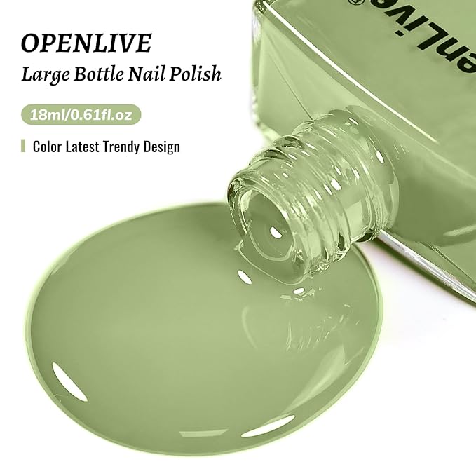 18ml Sage Green Nail Polish Large Volume Quick Drying Nail Polish, Fast Drying and Long Lasting Color Nail Art DIY Home Manicure Gift for Women