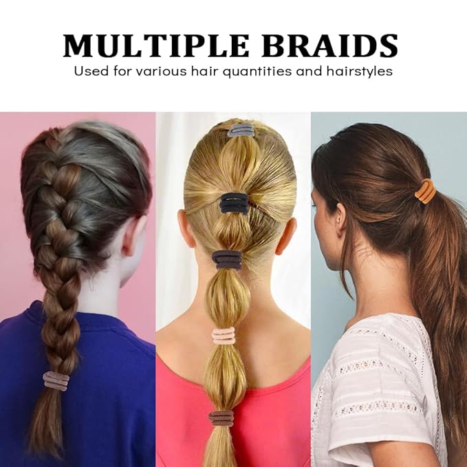 Sderoq100 PCS Hair Elastics Hair Ties, 4MM Colorful Ponytail Holders Hair Bands, 2 Inch in Diameter Elastic Band for Medium to Thick Hair, 7 Colors (4MM Dark colors)