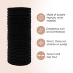 Kitsch Black Hair Ties No Damage - Strong, Stretchy Hair Bands | Soft Nylon Ponytail Holders, Snag-Free Rubber Bands, Perfect for Updos & Braids | Ideal Gifts for Women - Black, 20pcs