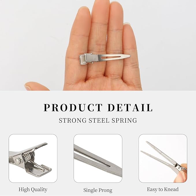 100pcs 1.77inches rust-proof metal alligator clip with a Clear Plastic Box, Styling, Hair Styling, Curling Clip, Hair Coloring, DIY Aaccessories, Items Fixed, Silver.