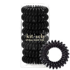 Kitsch Spiral Hair Ties for Women – Black Elastic Hair Ties No Damage, Ponytail Holders for Thick and Thin Hair – Creaseless and Dent-Free Coil | Ideal Gifts for Women - 8pc Set, Black