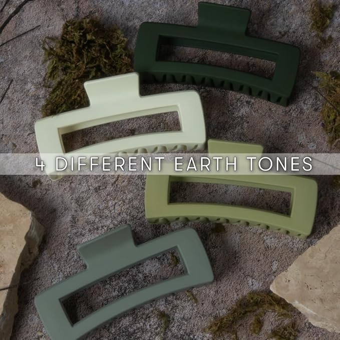 FRAMAR Green Hair Clips For Women Thick Hair - Extra Large Claw Clips for Thick Hair, Big Hairclips, Hairclips For Girls, Sage Green Accessories, Pinzas Para El Cabello - 4 Pack