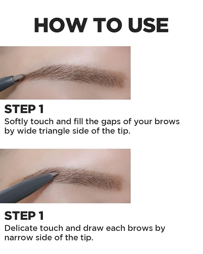 THESAEM Artlook Eyebrow Definer Pencil with Spoolie Brush 04 Black Gray – Long Lasting Eyebrow Makeup for Soft Textured with Vitamin E - Triangular Pencil