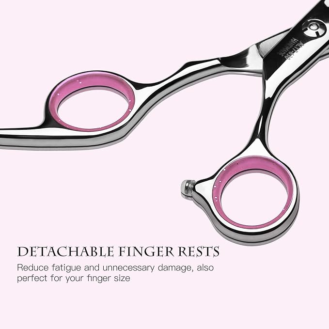 Hair Cutting Scissors Thinning Shears Kit ULG Professional Hairdressing Texturizing Salon Razor Edge Scissor Japanese Stainless Steel 6.5 inch Pink