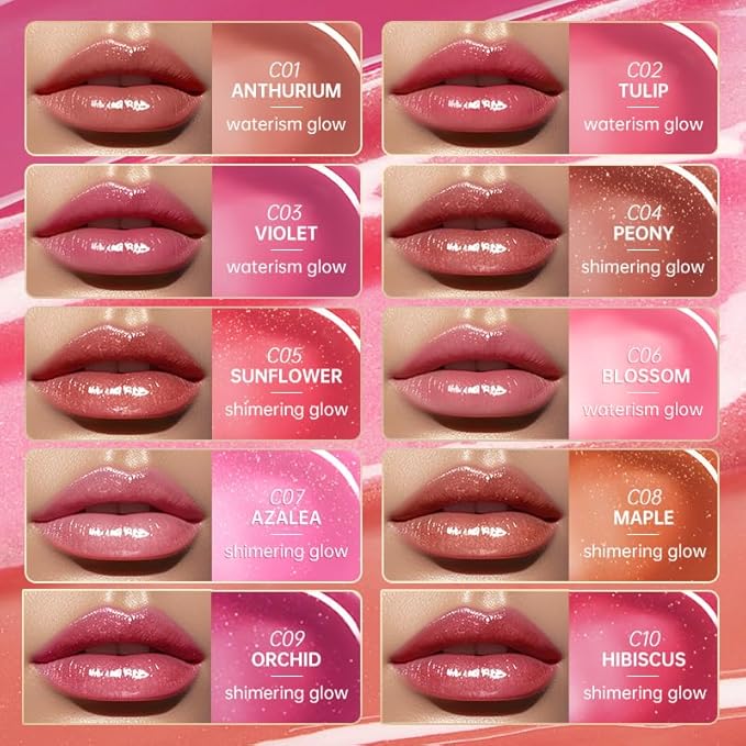 CATKIN Glossy Lip Balm Ultra Hydating Glow Lip Tinted Jelly Plumping Melting Balm Shea Butter Repair Soothing For Dry Lips 0.12 oz C08 MAPLE
