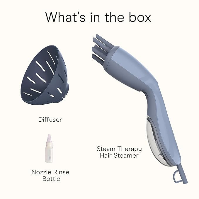 Infiniti PRO CONAIR Steam Therapy Hair Steamer, Portable Hair Steamer with 7" Diffuser Attachment, 30-Second Heat-Up, Penetrating Steam Helps Detangle, Reshape, and Volumize Curls, Blue