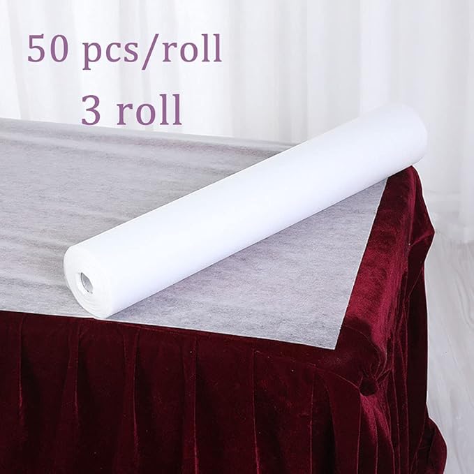 3 Roll Disposable Non-Woven Bed Sheet, 50 Pcs/Roll Massage Table Sheets, 31.5" X 70"Salon Beauty Facial Bed Cover for Massage, Lash, Tattoo Bed, Spa
