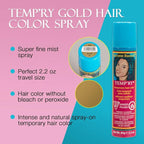 Jerome Russell Temporary Hair Color Spray, Gold - Intense Spray-On Temporary Hair Color, Fast-Drying, Non-Sticky, Travel Size, Instant Vivid Color, 2.2 oz