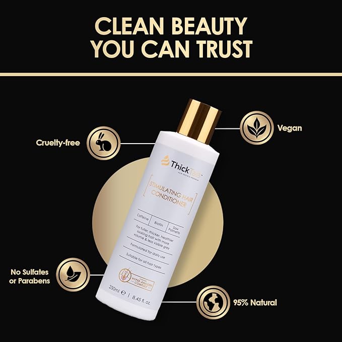 ThickTails Hair Growth Conditioner for Women with Biotin, Caffeine & Saw Palmetto, Sulfate Free Thickening Conditioner for Thinning Hair, Fuller Looking Volume & Stronger Feeling Strands, 8.45 fl oz