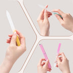 6 Pcs Glass Nail File With Case, Crystal Nail Files for Natural Nails Fingernail Files Set, Double Sided Etched Nail Filer Professional Ceramic Glass File for Travel Gifts Package Fine Grit