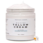 Whipped Tallow Skin Cream GRASS FED + Plain, No Additives, Tallow Face Cream, Tallow Lotion, Glass Jar, Tallow Balm, Beef Tallow Moisturizer (16 oz.)