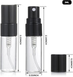 20Pcs 3ml Empty Clear Glass Mist Spray Bottle Refillable Mini Perfume Atomizer Travel Sample Bottle with Black Aluminized Nozzle Makeup Container for Perfume (3ml Black Caps)