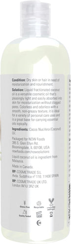 NOW Foods Solutions, Liquid Coconut Oil, Light and Nourishing, Promotes Healthy-Looking Skin and Hair, 16-Ounce
