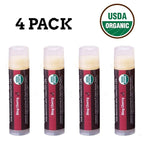 Earth's Daughter USDA Organic Lip Balm 4-Pack Stocking Stuffers - Cherry Flavor - Beeswax, Coconut Oil, Vitamin E - Best Lip Repair Chapstick for Dry Cracked Lips.