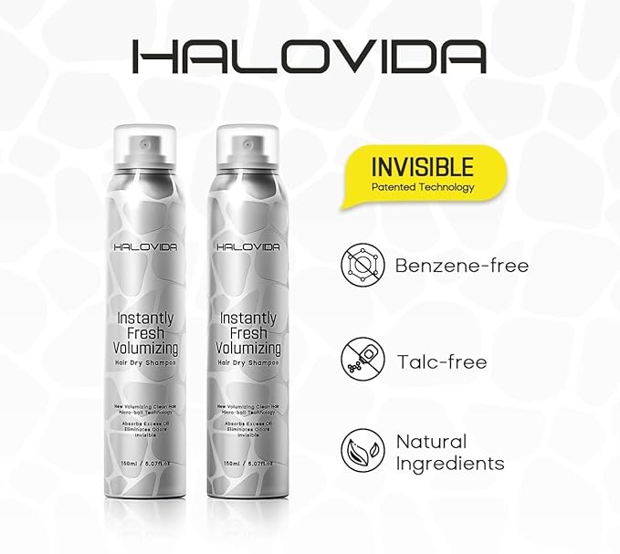 HALOVIDA Instant Fresh Volumizing Invisible Dry Shampoo Travel Size 2.03 fl. oz (60ml) (HAIR DRY SHAMPOO 60ml) (2.03FL)
