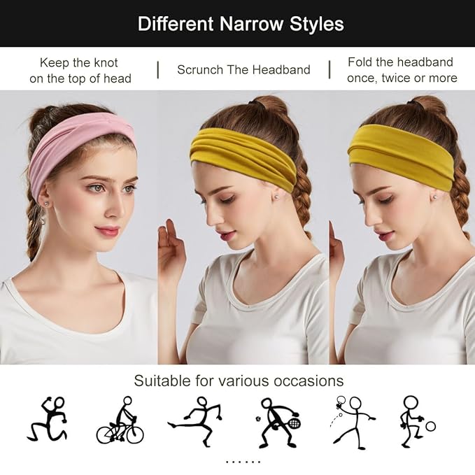 Fashion Headbands For Women Wide Headband Yoga Workout Head Bands Hair Accessories Band 6 Pack