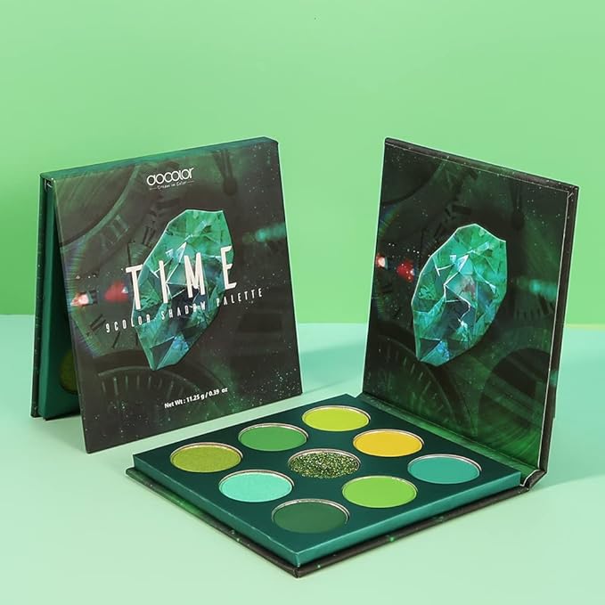 docolor Eyeshadow Palette 9 Colors Green Eyeshadow Gemstone Shadow Palette Highly Pigmented Mattes Shimmers Smokey Glitter Cream Colorful Powder Long Lasting Waterproof Makeup Palette