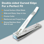 2PCS Stainless Steel Nail Clippers Set, Professional Fingernail and Toenail Clippers Wide Easy Press Lever Nail Trimmer with Swing Out Cleaner File for Men and Women