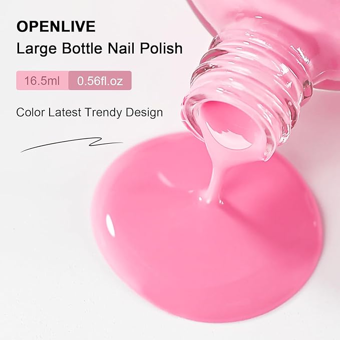16.5ml Baby Pink Nail Polish Large Volume Quick Dry Nail Polish, Long Lasting Shine, Fingernail Toenail Nail Art DIY Home Travel Nail Art Gift