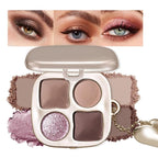 Cool Neutral Eyeshadow Palette with Mirror – Matte & Glitter High Pigment Blendable Long-Lasting Mini Everyday Eye, Mauve Smokey & Purple Contour Makeup Palette, Perfect for Blue, Green & Brown Eyes